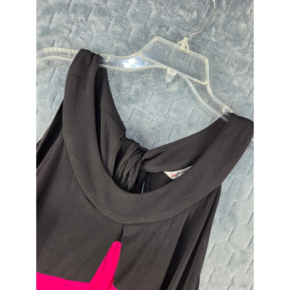 AA Studio Womens Plus 16W Colorblock Chevron Tie Back Halter Dress Black Pink